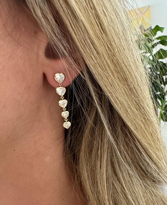 3 cttw hanging bezel heart earrings