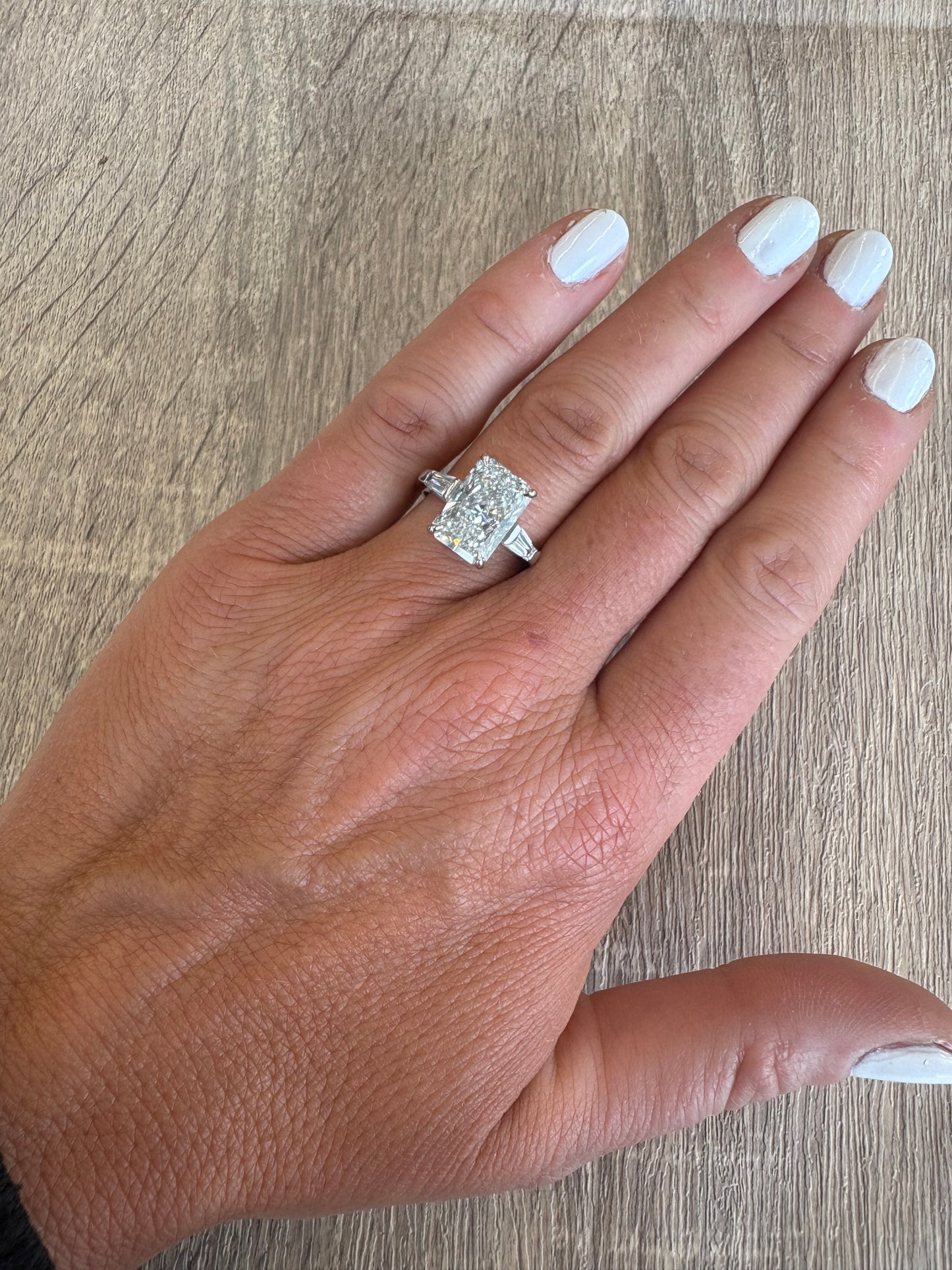 5 cttw radiant engagement ring with tapered baguettes