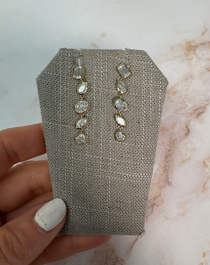 3.6 cttw multi shape bezel hanging earrings