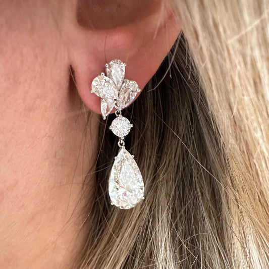 11.5 cttw Pear & Round Drop Earrings
