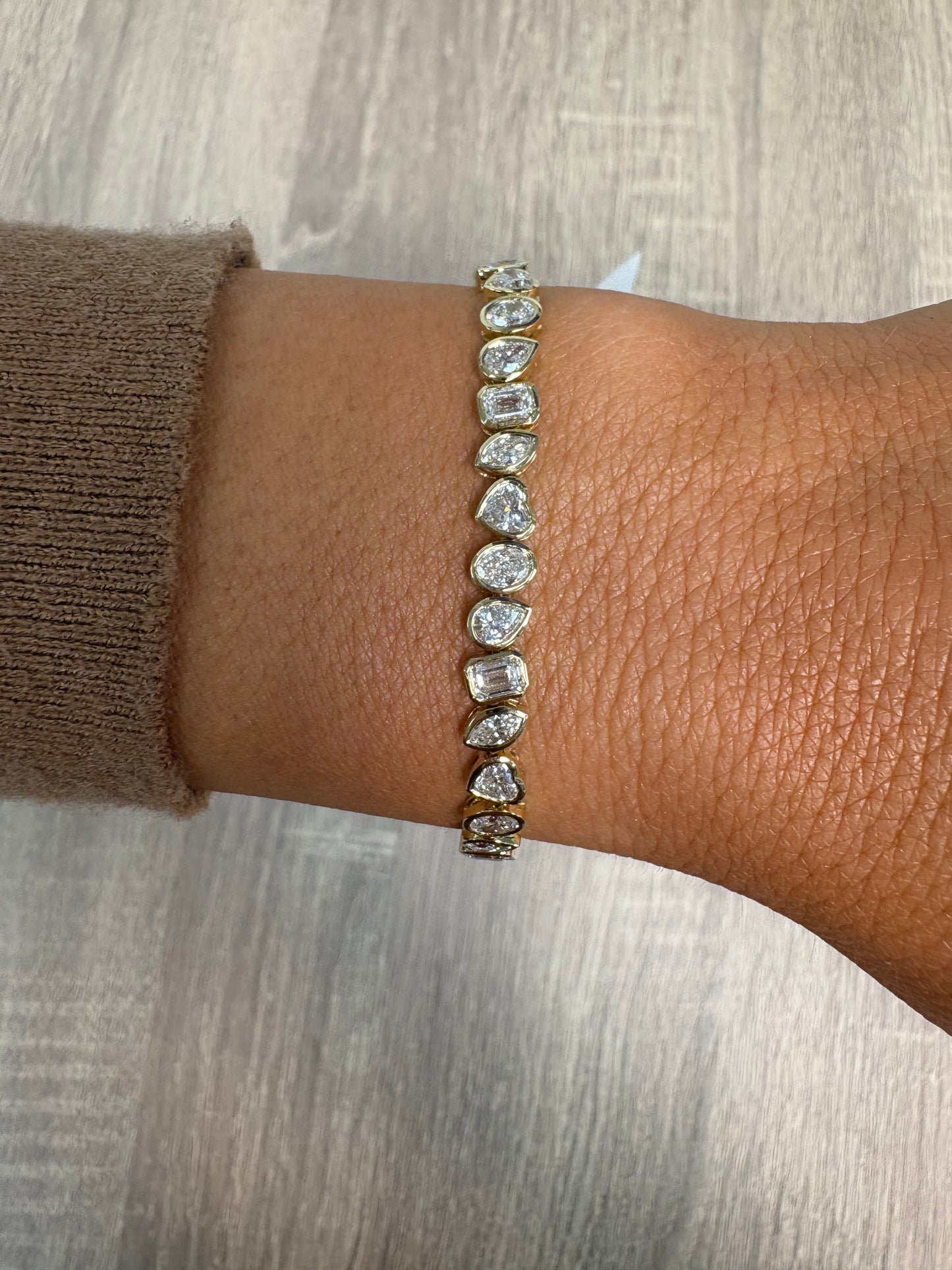 7.22 cttw Multi Shape Bezel Tennis Bracelet