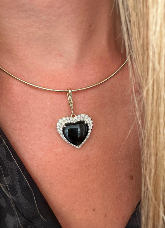 6.4 cttw black heart with halo charm (no chain)