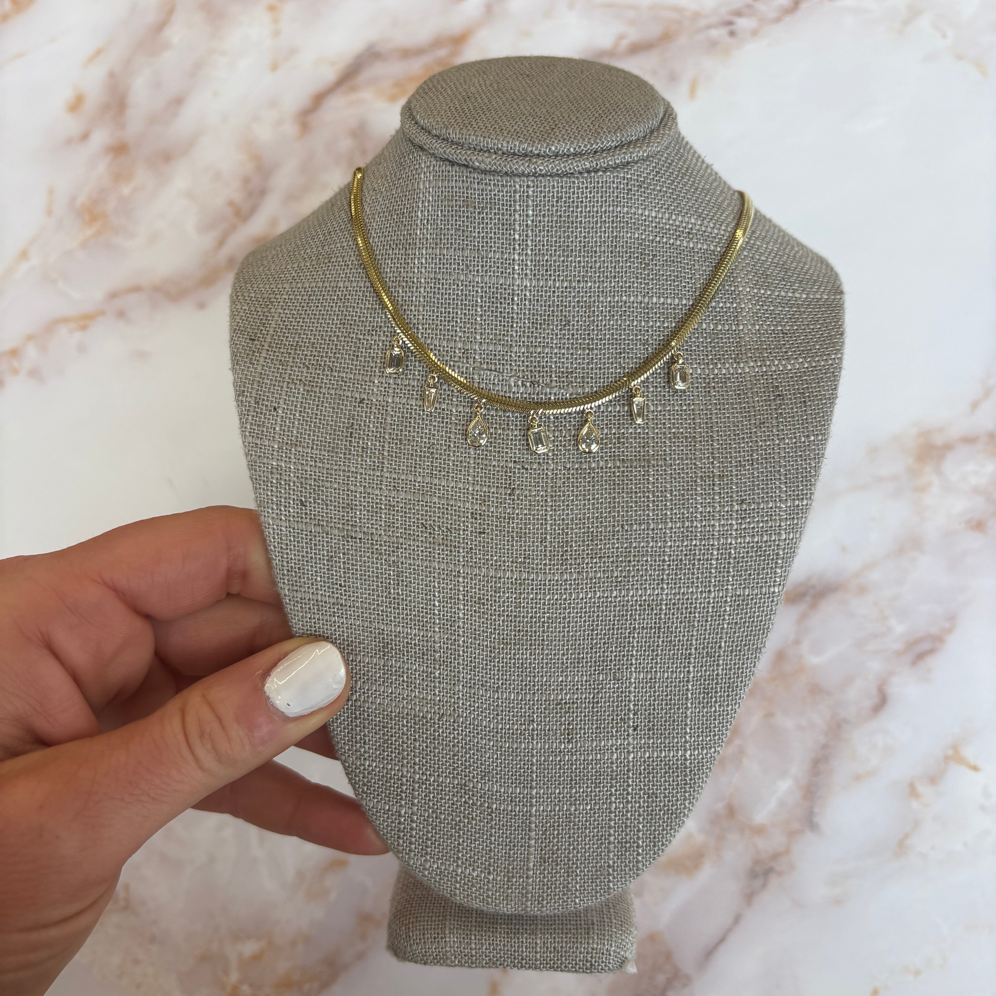 2 cttw bezel diamonds on herringbone chain