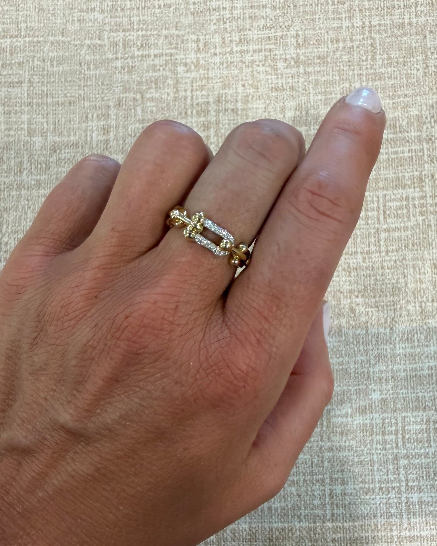 .13 cttw gold & natural pave diamond hardwear link ring