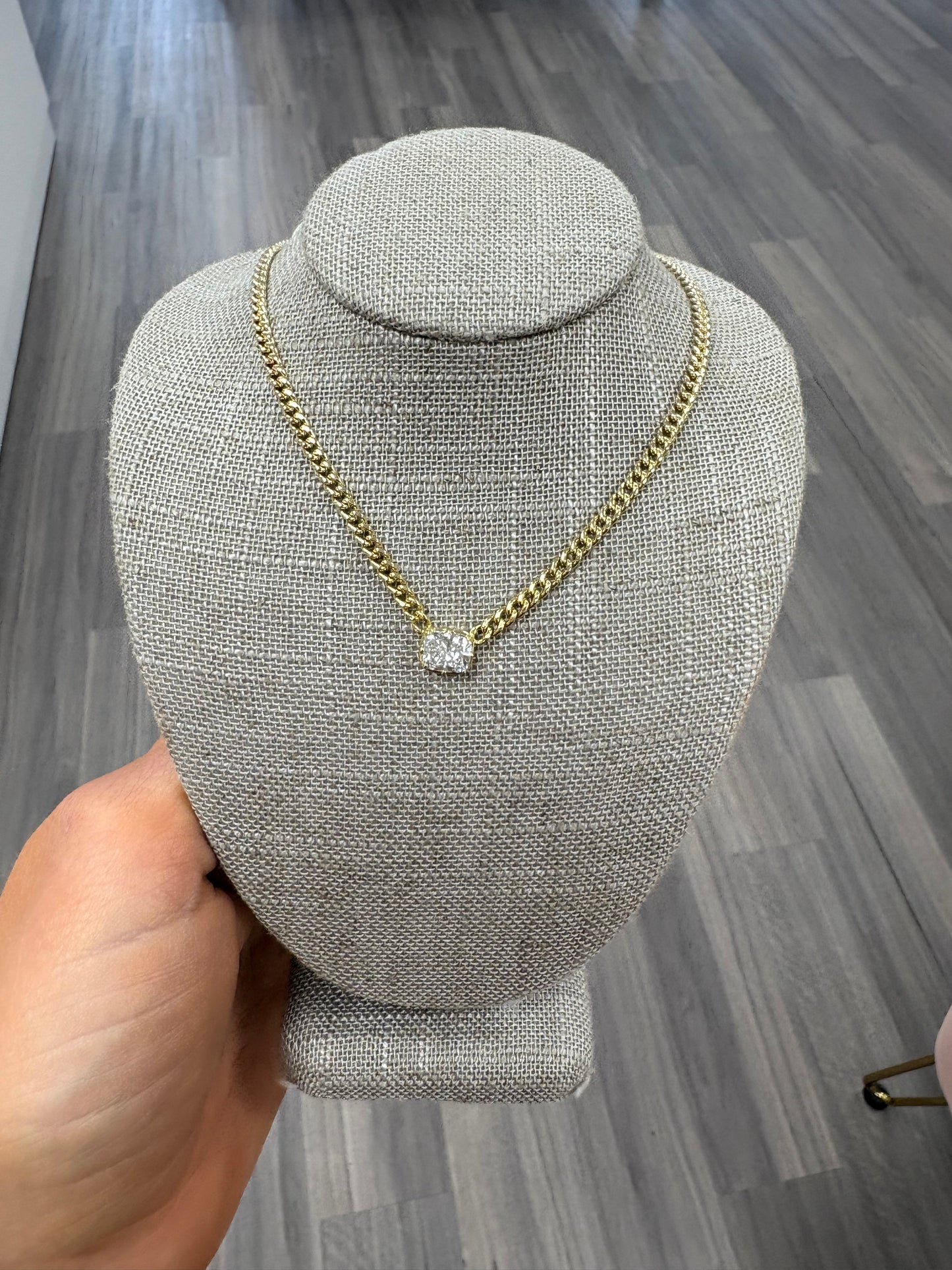 1.5 ct Bezel Cushion On Cuban Chain