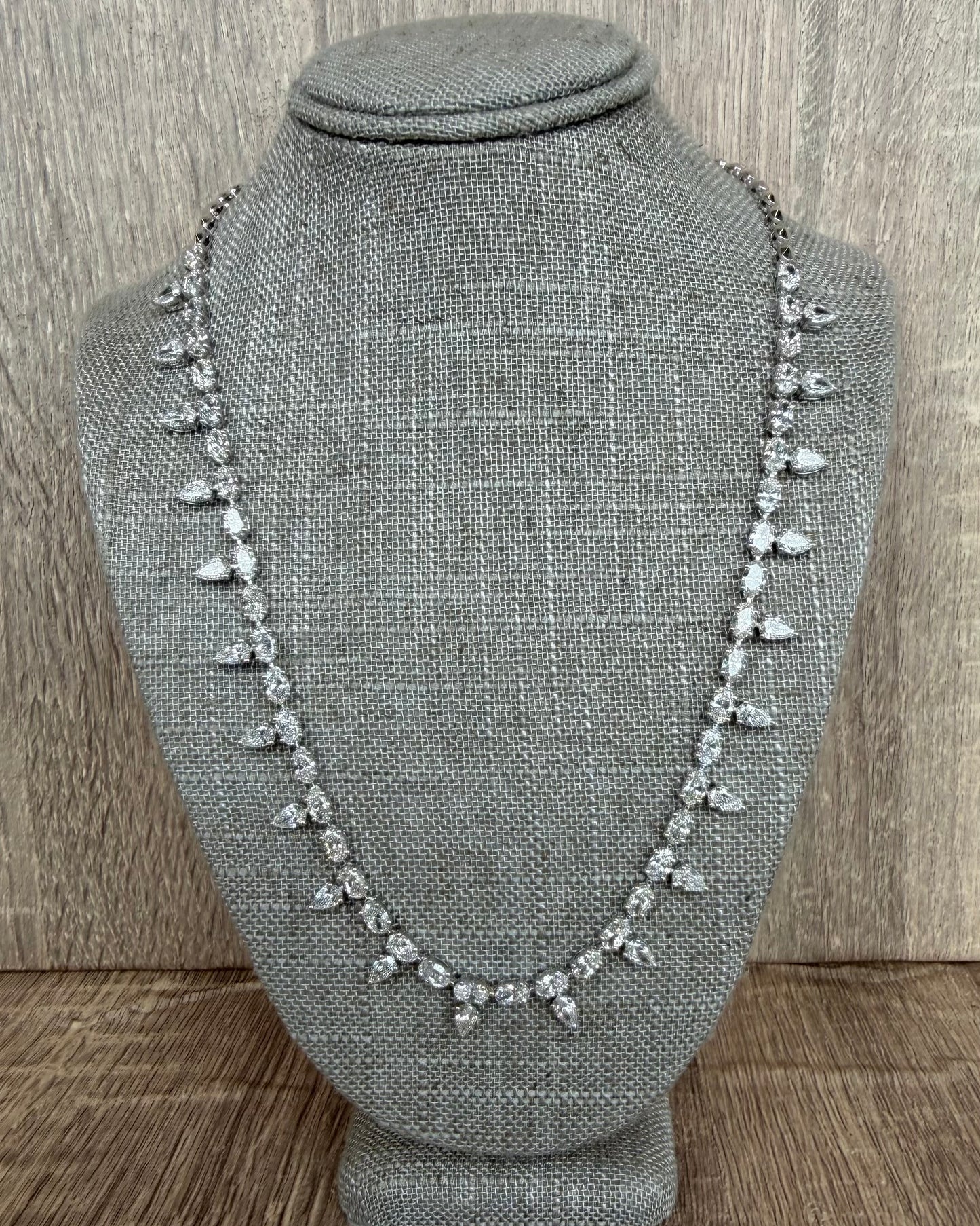12.68 cttw east west oval tennis necklace with hanging pears
