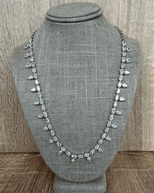 12.68 cttw east west oval tennis necklace with hanging pears