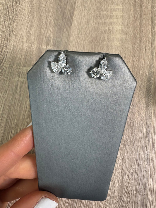 3 cttw 3 Stone Studs Pear, Marquis & Round