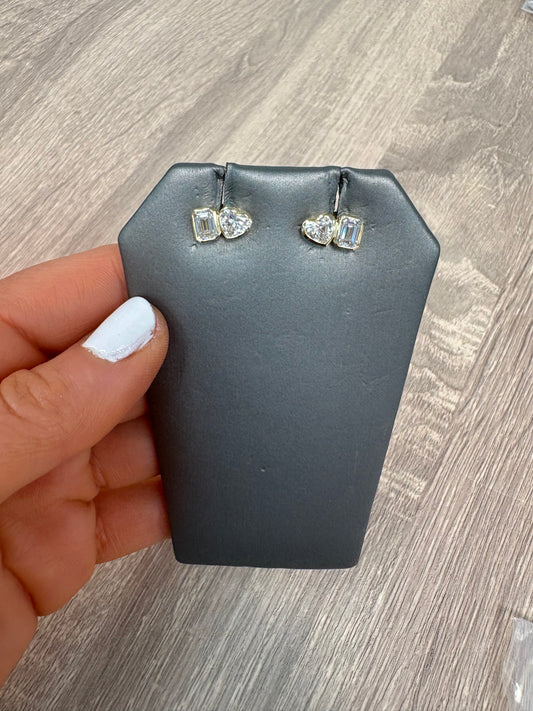 2.2 cttw Bezel Toi Et Moi Heart + Emerald Studs