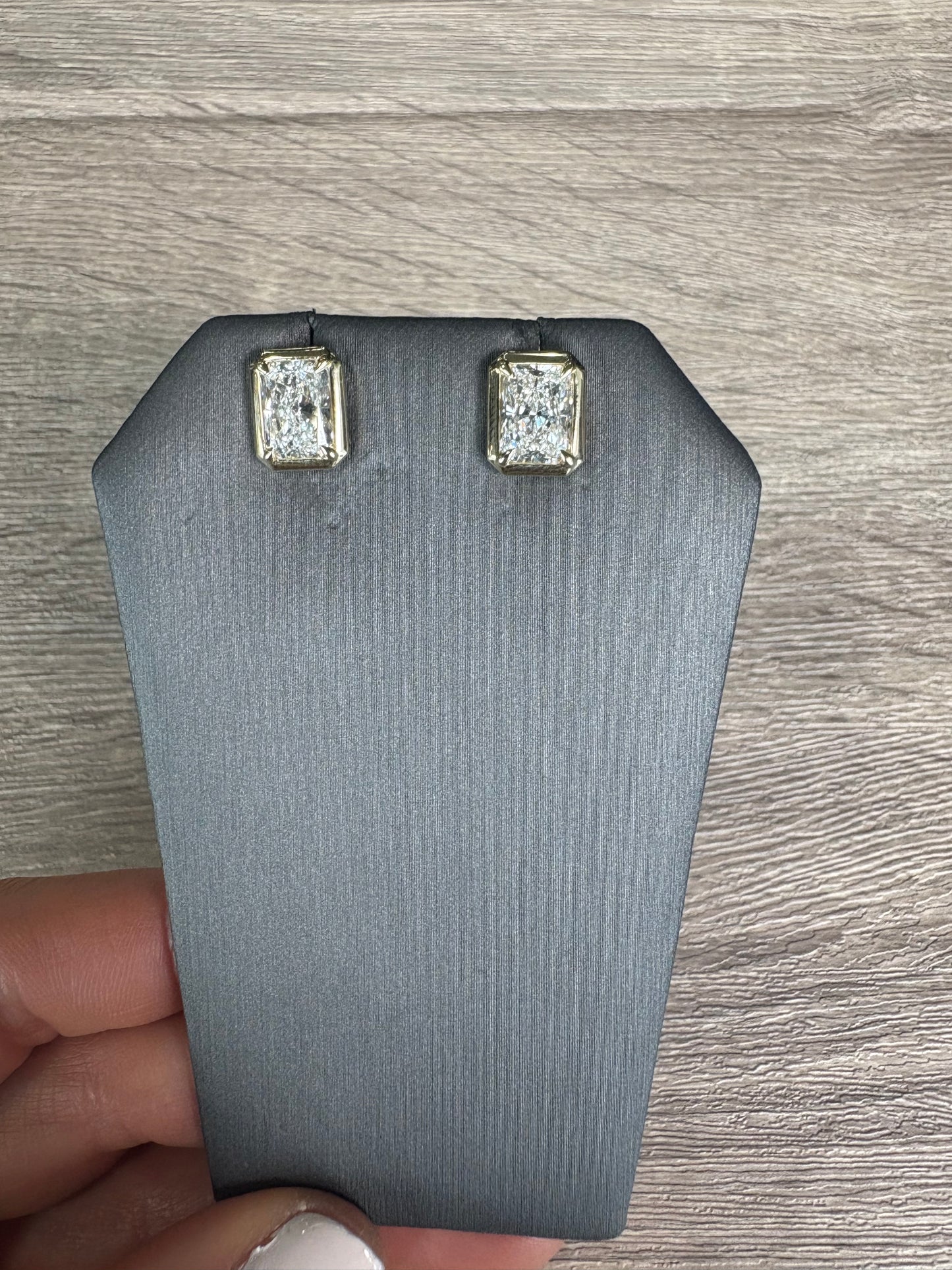 4.12 cttw Radiant Bezel Studs