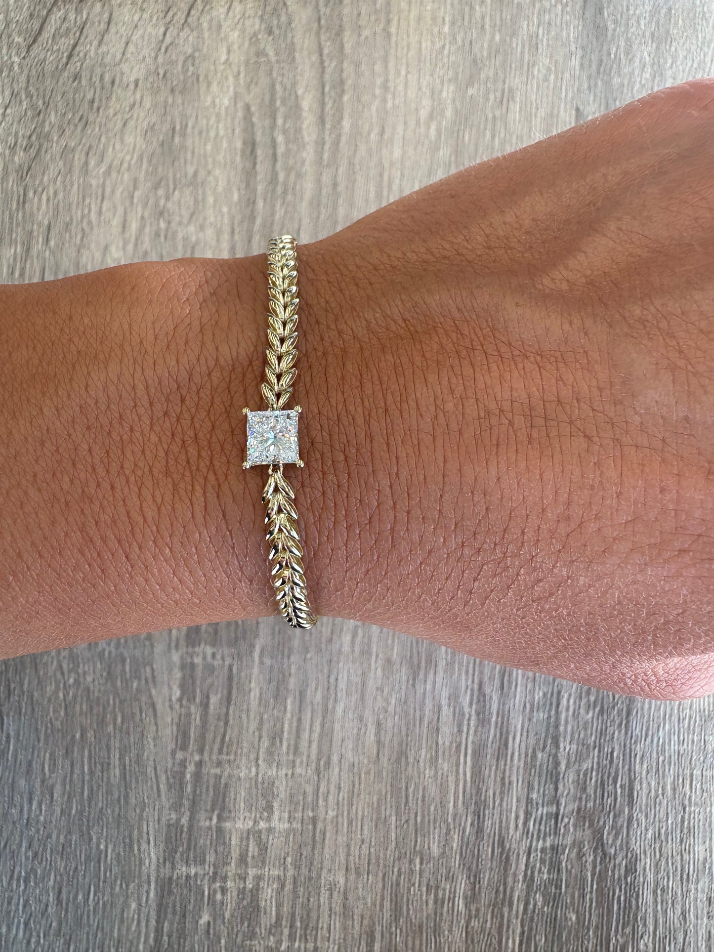 1.5 cttw princess cut stone on herringbone Cuban chain
