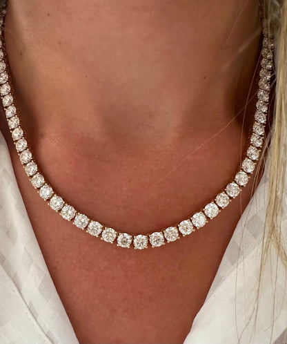 44.39 cttw yellow gold 4 prong tennis necklace