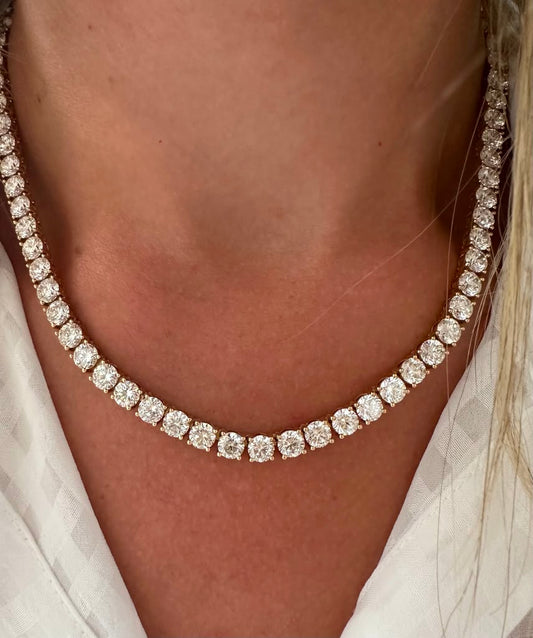 44.39 cttw yellow gold 4 prong tennis necklace