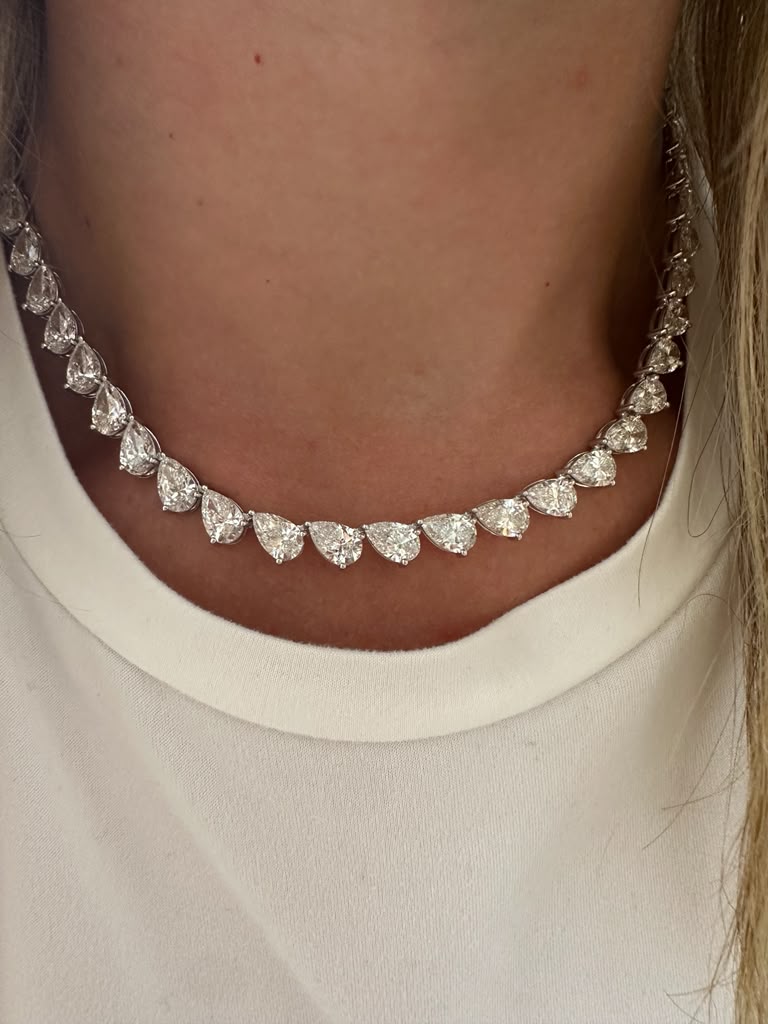 50 cttw slanted pear tennis necklace