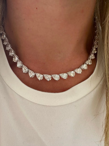 50 cttw slanted pear tennis necklace