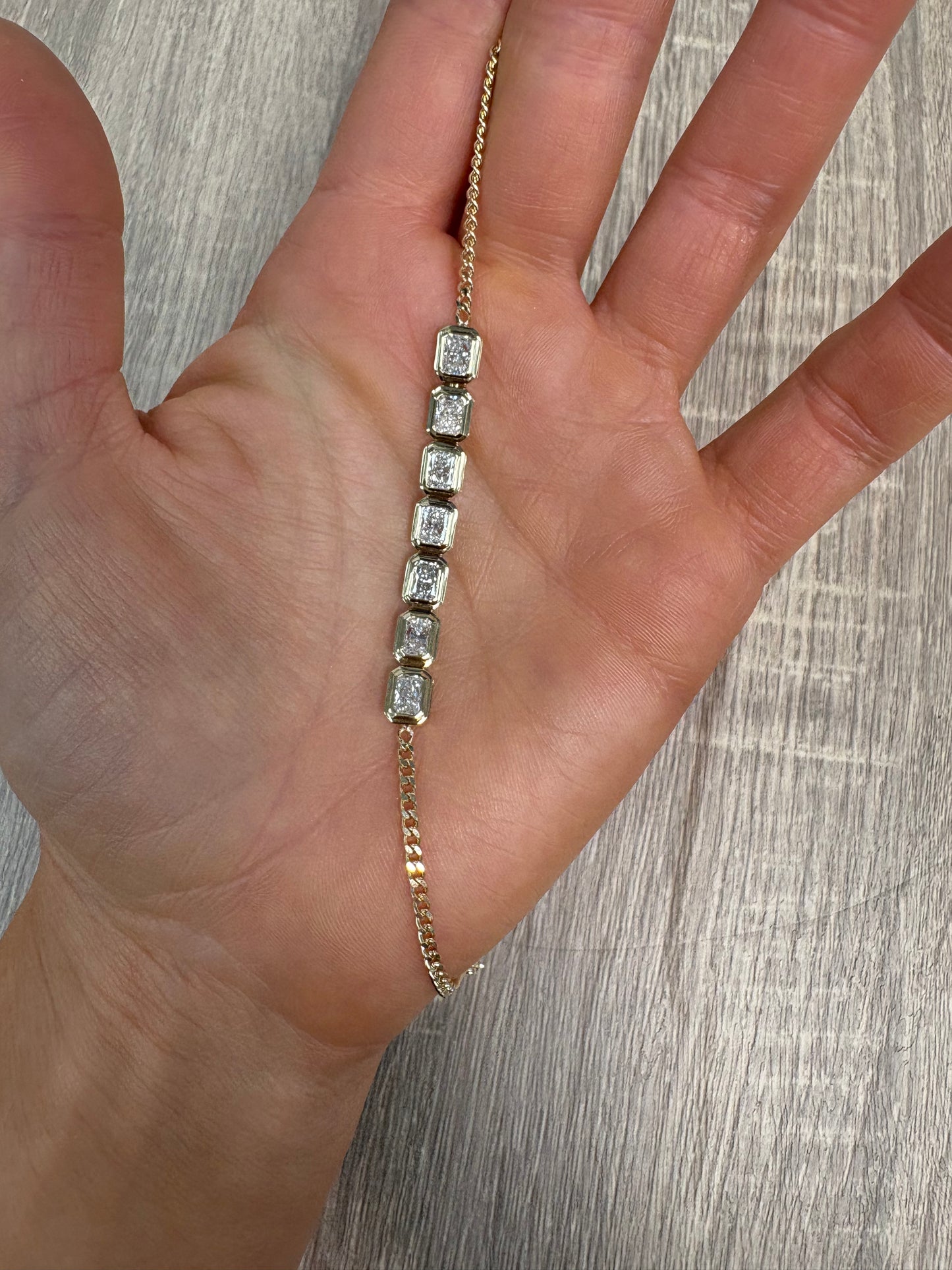 Halfway Double Bezel Radiant Bracelet