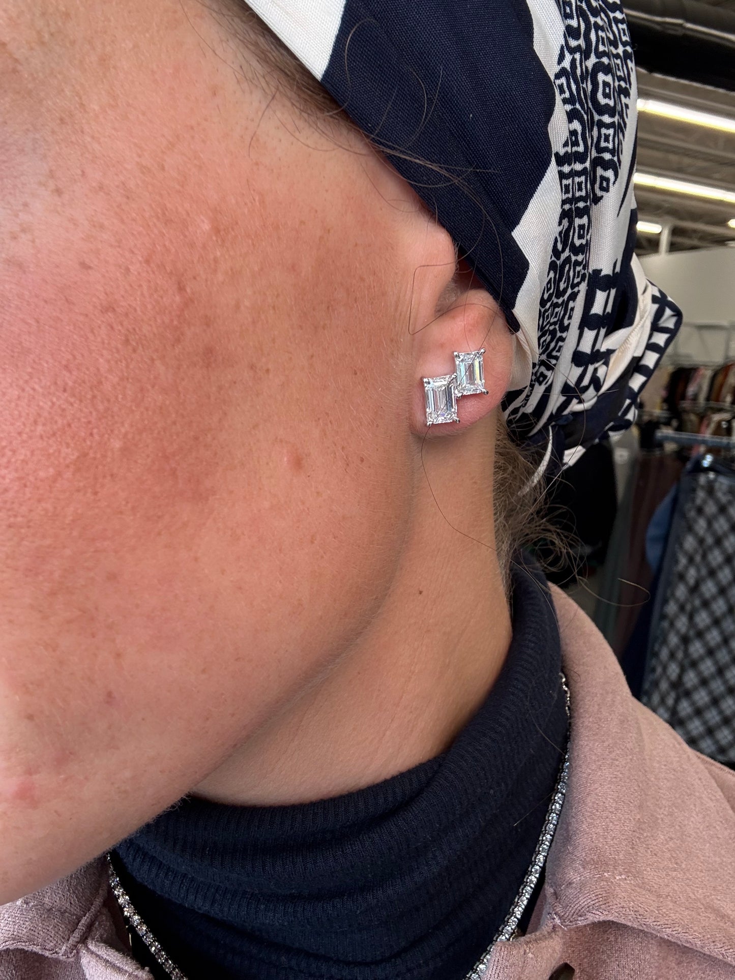 5.5 cttw double emerald studs