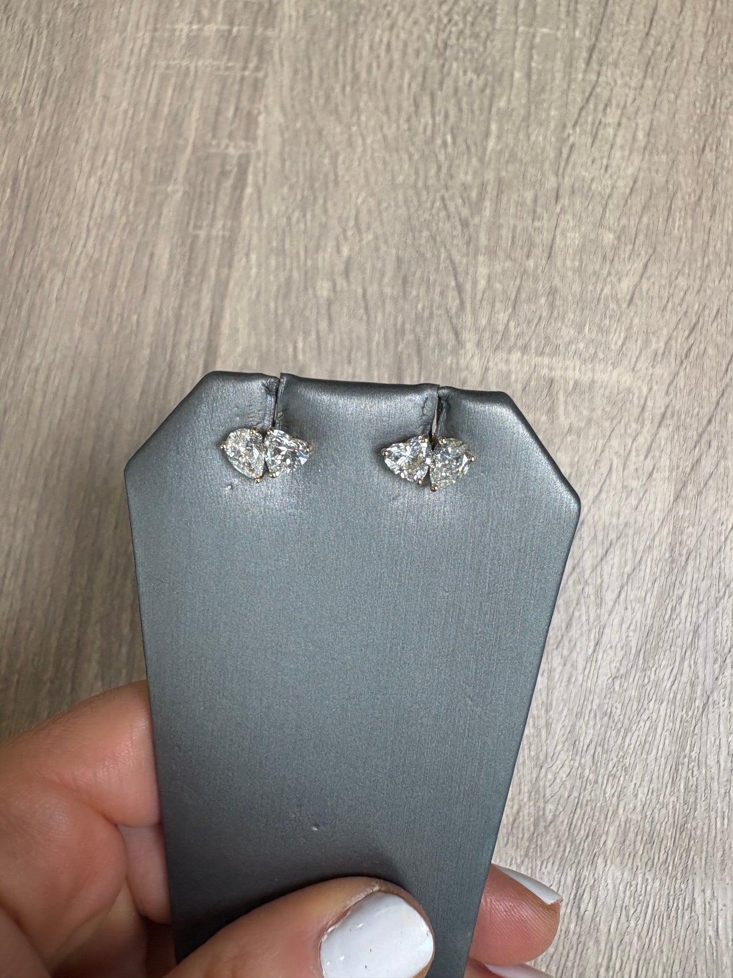 2.76 cttw Heart & Pear Yellow Gold Toi Et Moi Studs