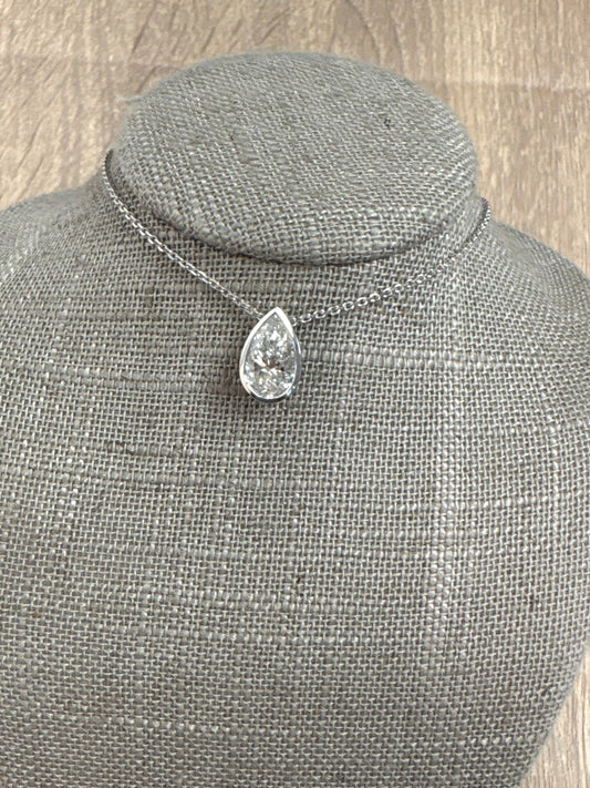 2 ct bezel pear necklace