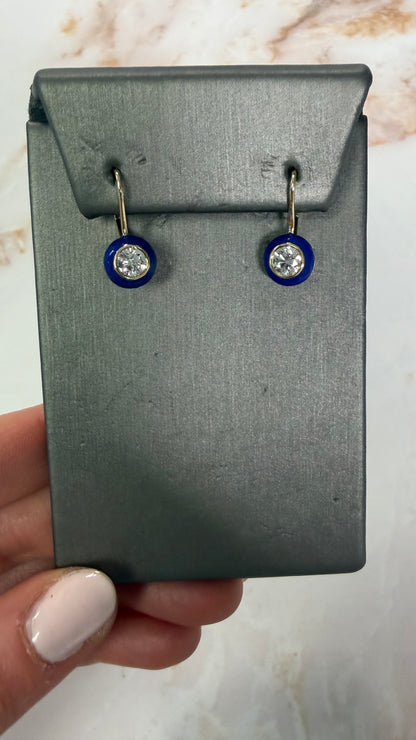 1 cttw round bezel diamond on hanging blue stone