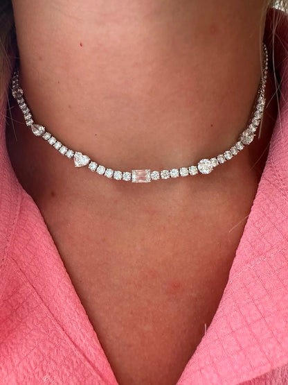 10 cttw tennis necklace with different shapes