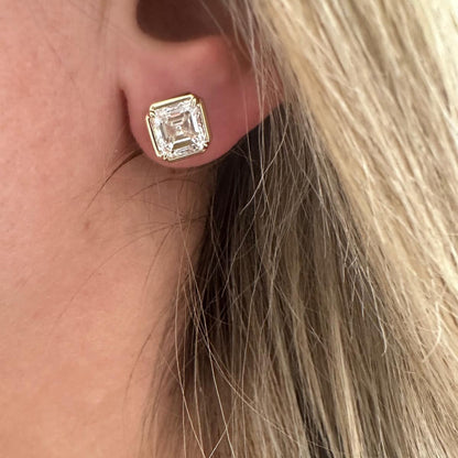 4 cttw bezel asscher studs