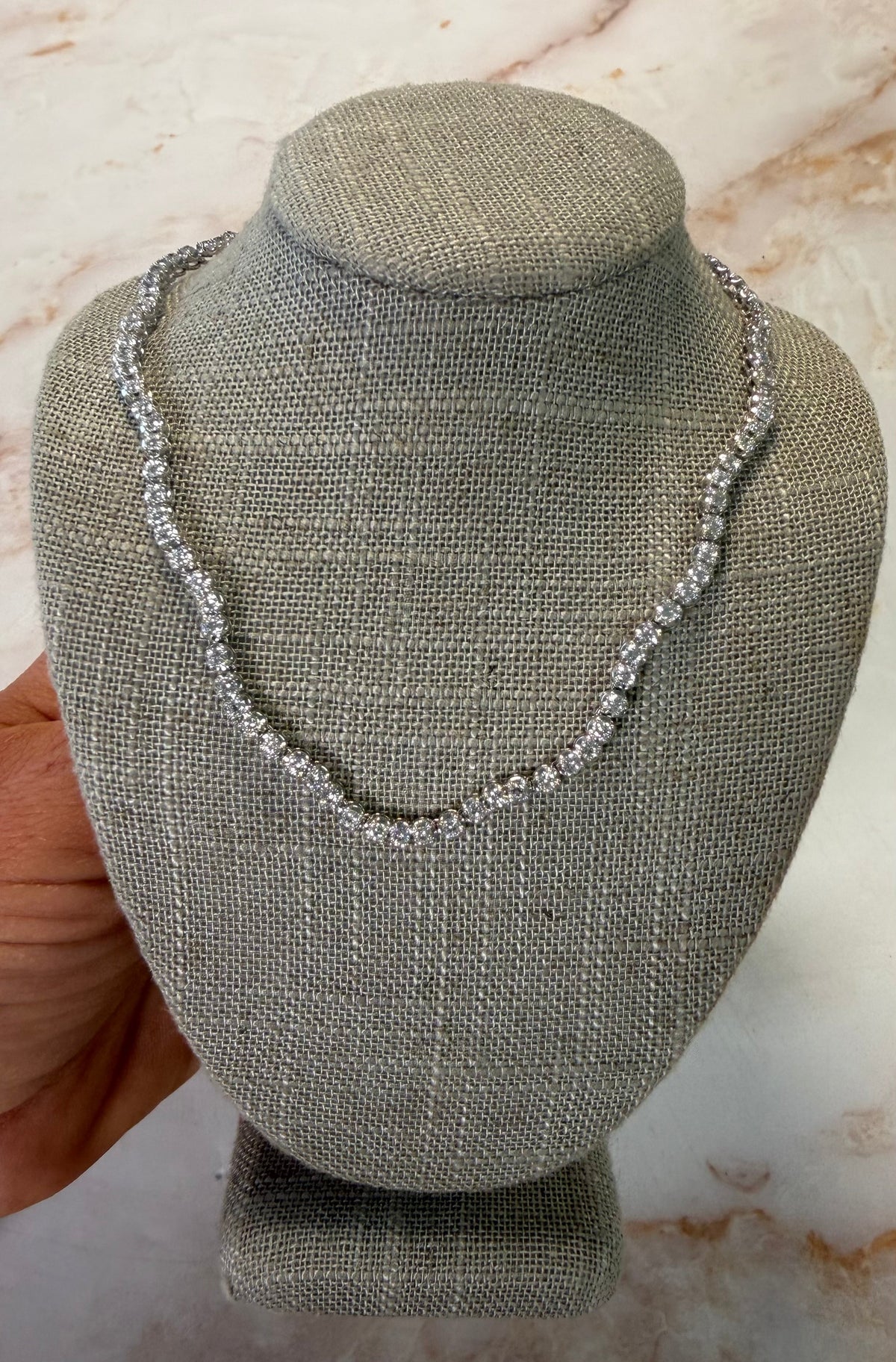 3 cttw halfway wavy tennis necklace