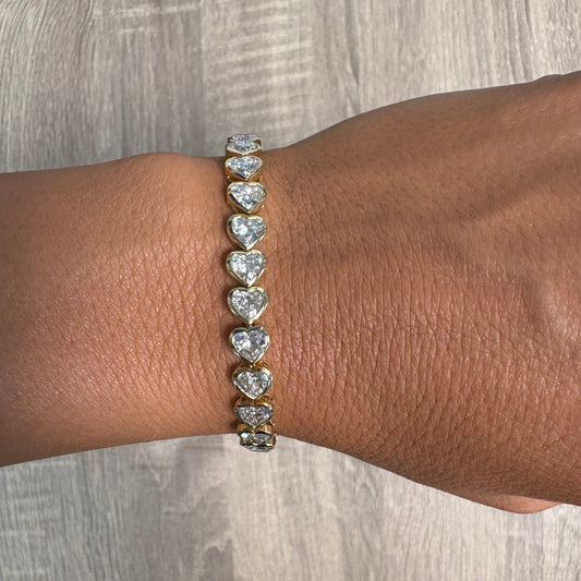 15.87 cttw Bezel Heart Tennis Bracelet