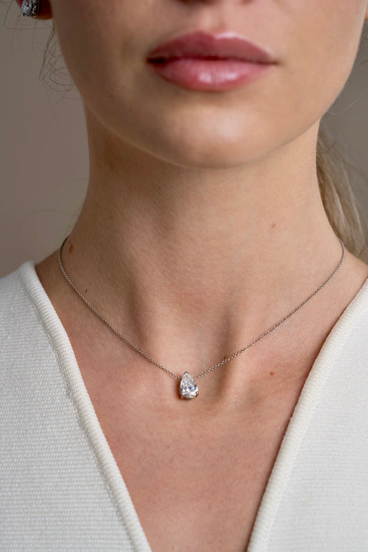 Pear Solitaire Necklace