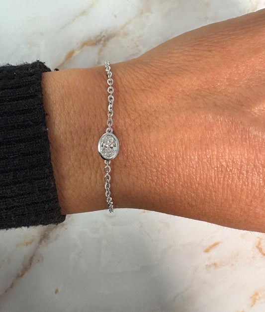 .71 ct white gold bezel oval solitaire bracelet