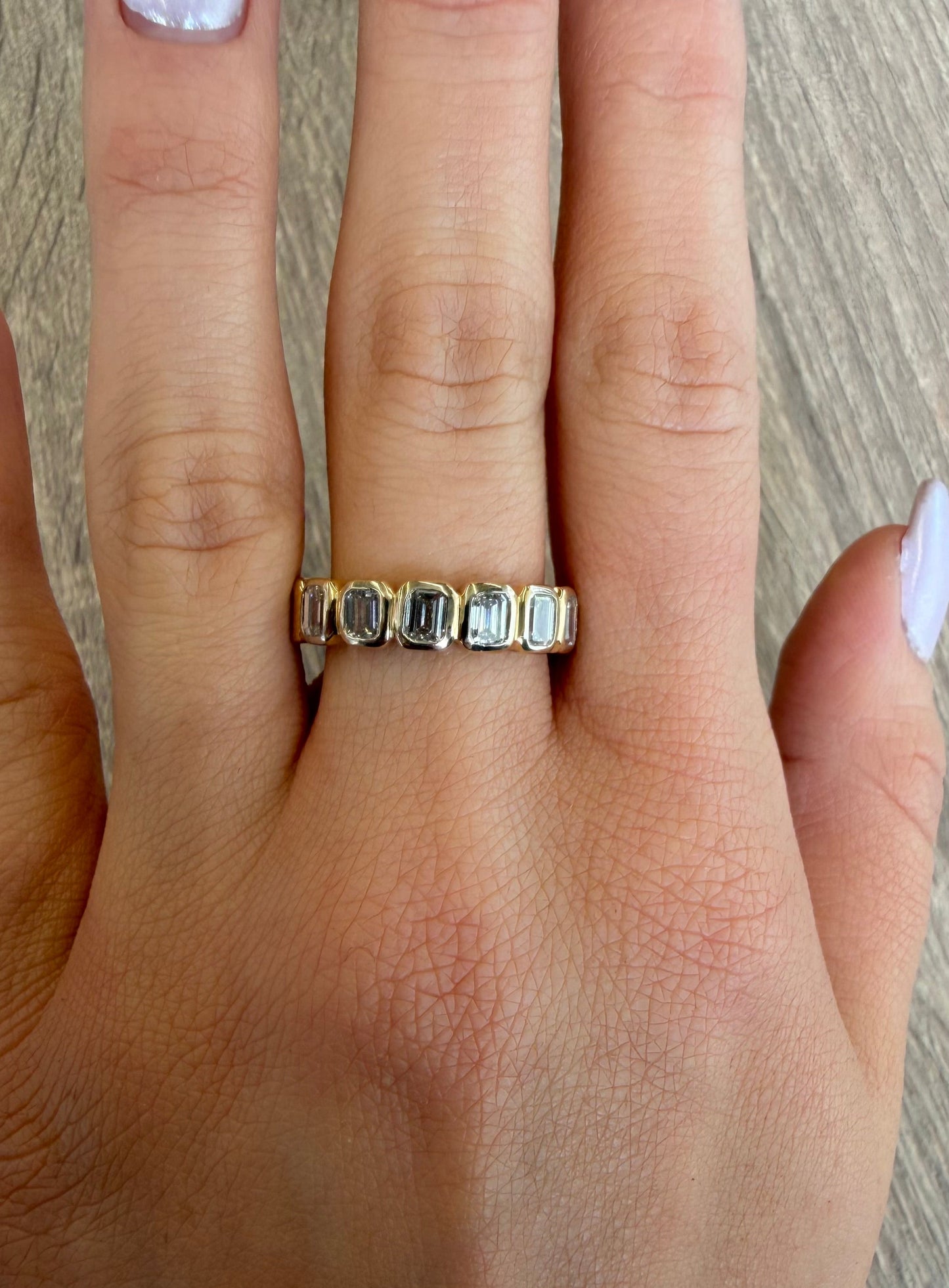 3.82 cttw emerald bezel eternity band