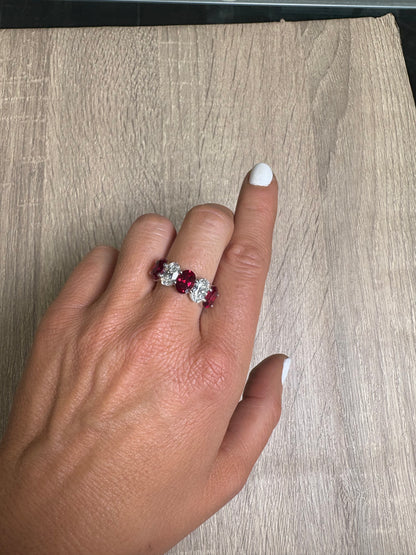2 cttw Oval Diamond & Ruby Ring