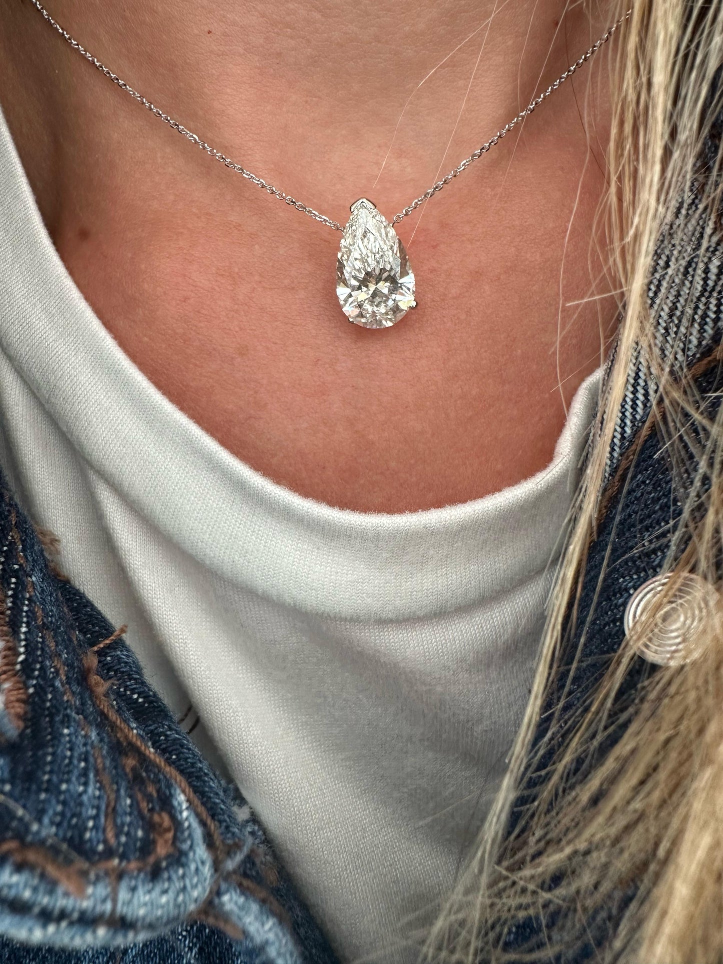 3 ct pear solitaire necklace