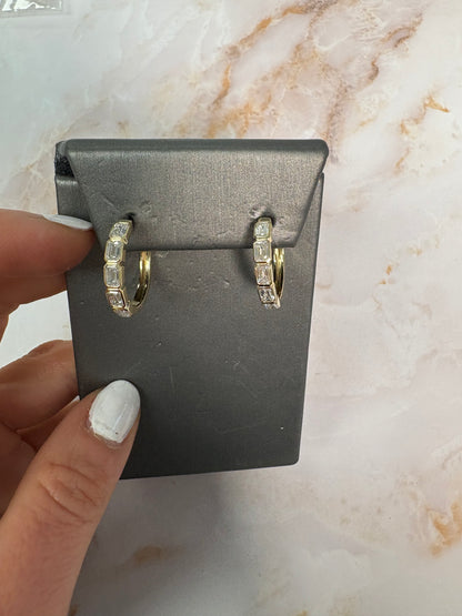 2.2 cttw east west bezel emerald yellow gold hoops