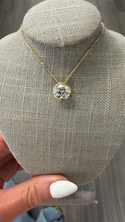 3 ct round bezel solitaire necklace