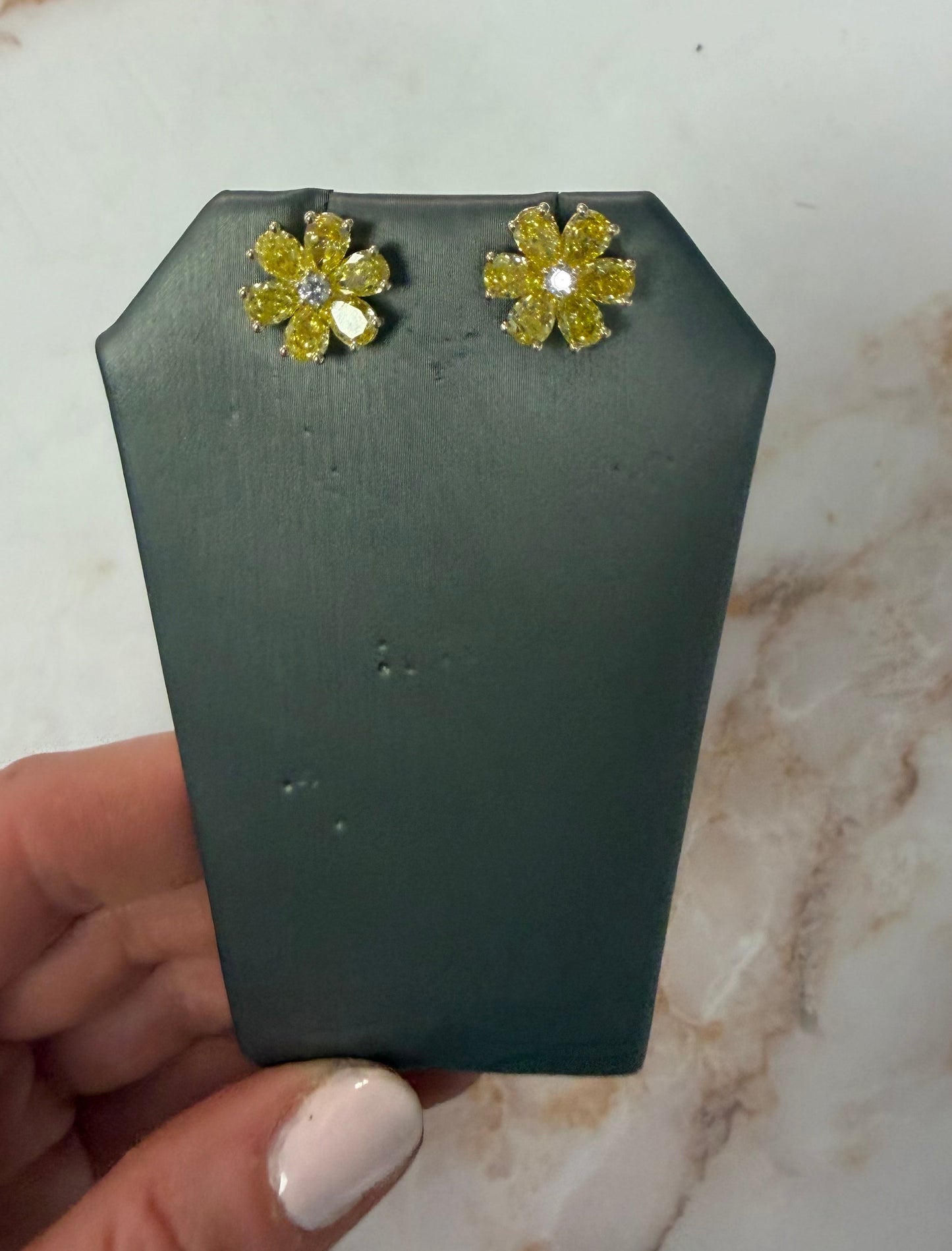 5.11 cttw yellow diamond flower studs