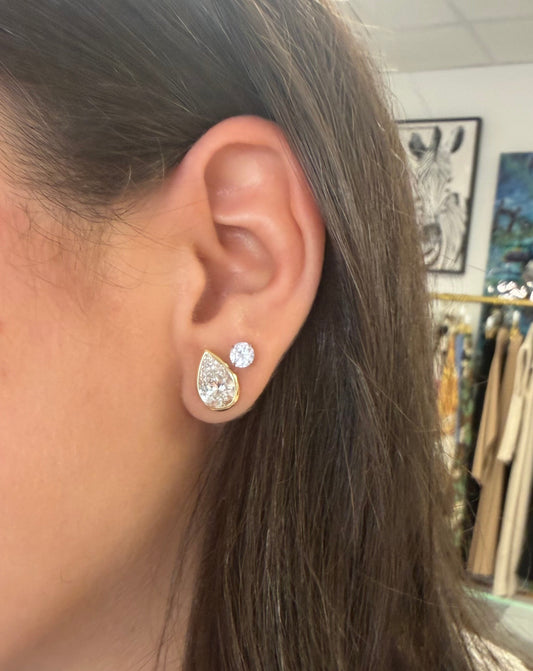 4.2 cttw pear bezel studs