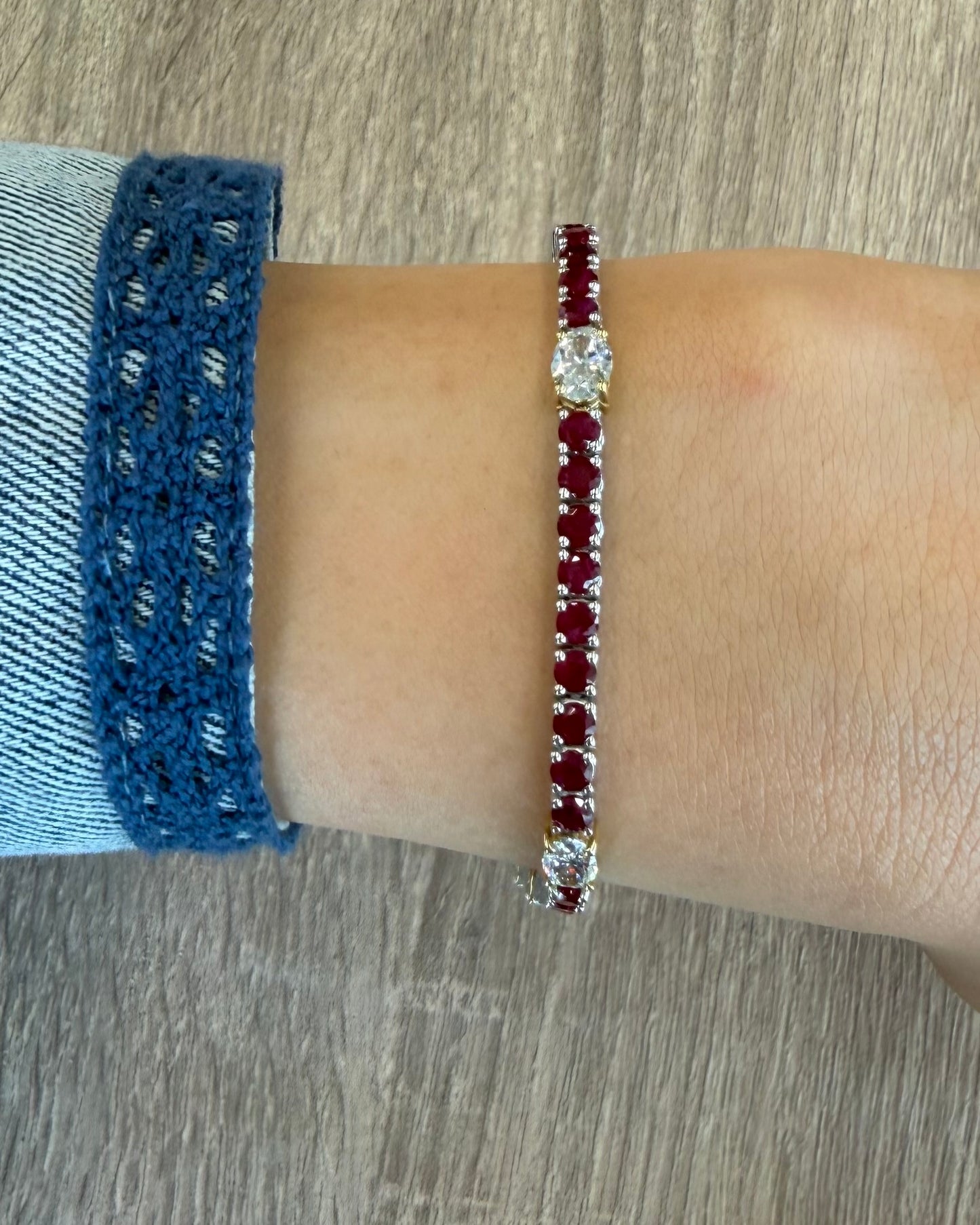 8.29 cttw ruby tennis bracelet with oval stations