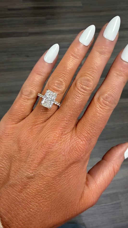 4.67 cttw radiant engagement ring with diamond band