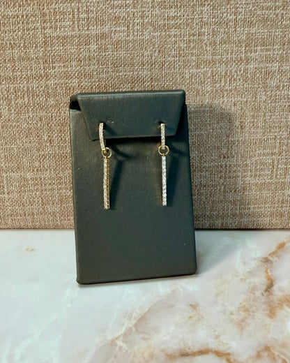 .84 cttw yellow gold pave huggy hanging earrings
