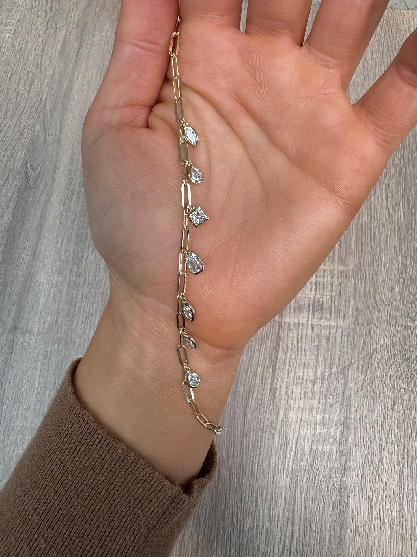 6.76 cttw Multi Shape Bezel Charms On Paperclip Chain