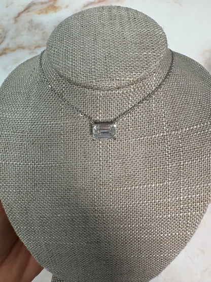 2 ct east west emerald solitaire necklace