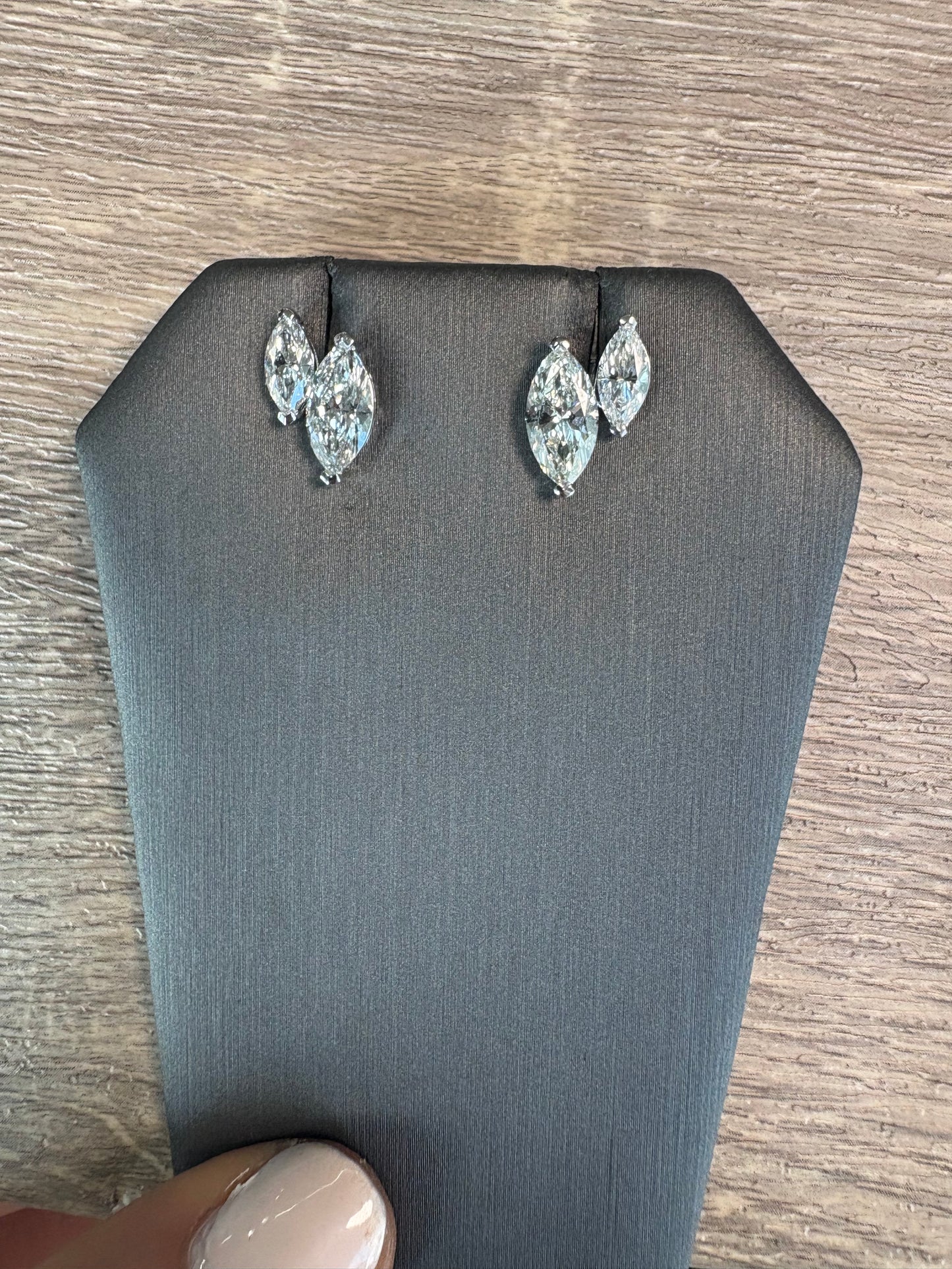 3 cttw 2 Stone Marquis Studs