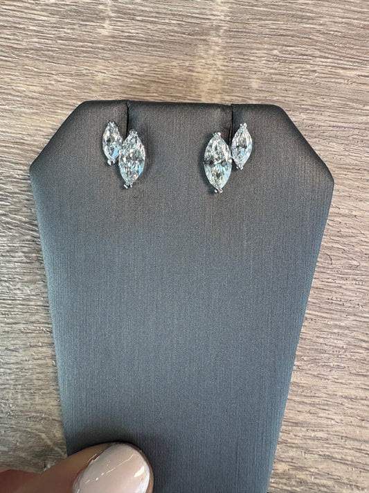 3 cttw 2 Stone Marquis Studs