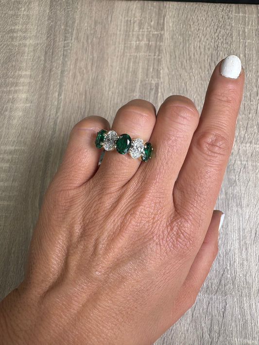 2 cttw Emerald & Diamond Oval Ring