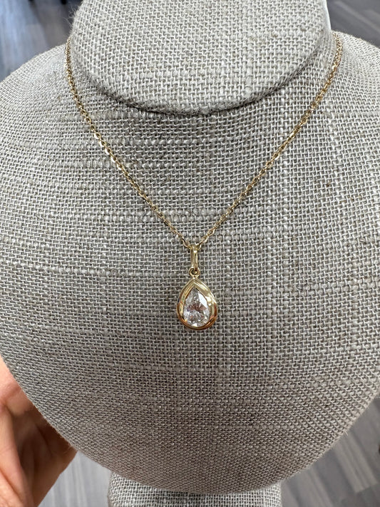 1 ct Double Bezel Pear Necklace