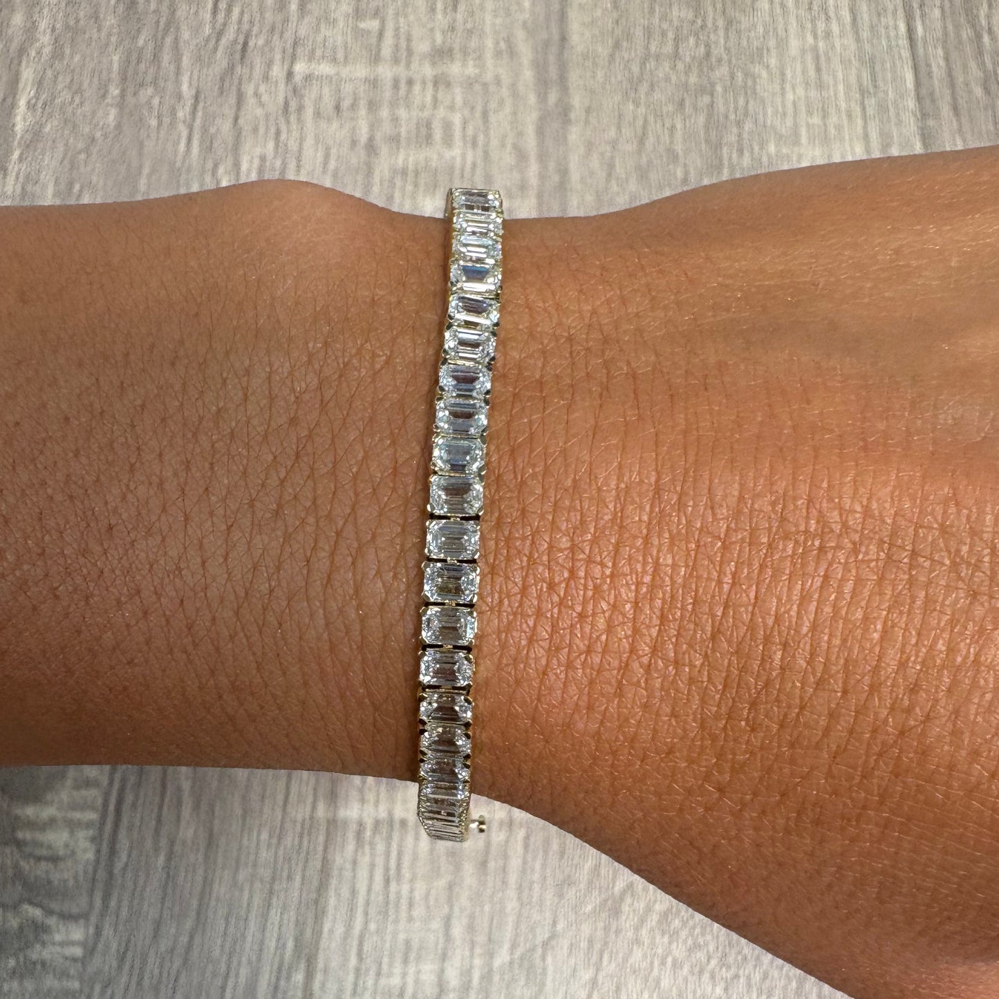 12.28 cttw Yellow Gold Emerald Tennis Bracelet