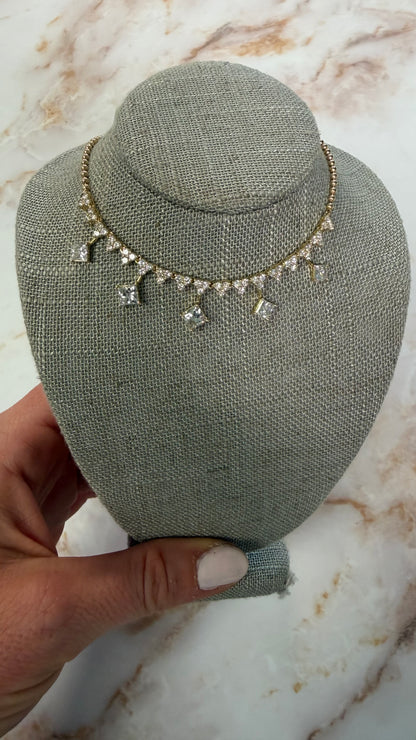 3.5 cttw ball chain with hanging princess cut diamonds