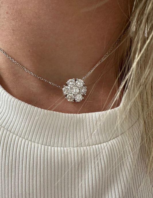 2.87 cttw cluster flower necklace