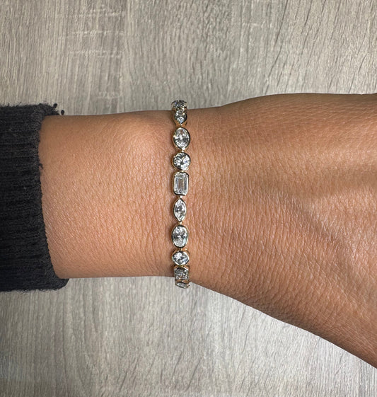 9.5 cttw 30 pt Multi Shape Bezel Tennis Bracelet